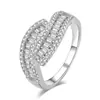 Anillo de doble fila de circón cuadrado chapado en oro para suministro transfronterizo de Amazon, anillo simple de circón microincrustado para pareja