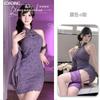 Sexy Nuevo Estilo Chino Botón Encaje Cuello Alto Cheongsam Pura Lujuria Sexy Púrpura Halter Sexy Ropa Interior para Mujeres 690