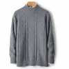 Suéter Jacquard de Lana 100% para Hombre, Cuello Semi Alto, Manga Larga, Transfronterizo, Engrosado, Otoño/Invierno, Tejido Casual, Talla Grande, Capa Base