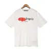 Versão Correta da Camiseta Pronta Redonda de Manga Curta Solta Palm Palm Angels Estampa de Letras Splash Transfronteiriça