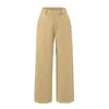 Pantalones caquis de pierna ancha para mujer, colección primavera/otoño/invierno 2025, forrados de polar, de cintura alta, con efecto adelgazante, corte entallado y estilo casual de pierna recta