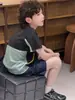 2026 Novo Roupa Esportiva Patchwork da Moda ao Ar Livre para Crianças Meninos Manga Curta com Toque Fresco Meninas Camiseta com Absorção de Suor Toque de Gelo Tendência