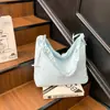 Bolso Cruzado de Nylon Estilo Coreano para Mujer, Bolso Cruzado con Cordón y Pliegues de Nube, Bolso de Hombro Único Estilo Simple y Relajado para Mujer