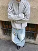 Sudadera Retro Americana con Media Cremallera para Hombre Otoño Gama Alta Pesada Rígida Pulóver Corte Limpio Cuello Alto Chaqueta