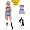 Al por mayor 30cm Ropa para Muñeca Barbie Comercio Exterior Transfronterizo Vestido de Mezclilla Cinturón Botas Zapatos Set Muñeca