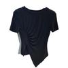 Camiseta de Manga Corta para Mujer 2026 Verano Nuevo Diseño con Aberturas Irregulares, Corte Ajustado, Adelgazante, Top Corto Elástico