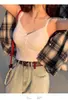 6610# Verão Novo Botão Base Camisola Sem Roupa Interior Uma - peça Curta Top