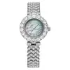 Exquisito Reloj de Cuarzo para Mujer, Compacto Reloj con Pulsera Totalmente de Diamantes Impermeable, Nuevo Modelo Pequeño de Plata de Lujo Ligero Transfronterizo