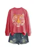 Amazon Ebay Estación Independiente Moda Elegante Interesante Dama Cabeza de Tigre Colorido Otoño e Invierno Cuello Redondo Sudadera Camiseta Base