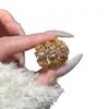 Anillo de Flor de Jade Espuma de Agua Natural al por Mayorista Fabricante con Incrustación de Plata S925, Moda Estilo Chino Nuevo Estilo Old Money para Mujeres