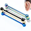 Acero inoxidable 14G chapado colorido aguja larga para cartílago de la oreja joyería para perforación de uñas para oreja al por mayor