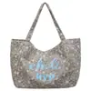 Bolsa Tote Estampa de Leopardo Retro Estampa de Letras Grande Capacidade Lona de Mão Ombro Estilo Preguiçoso Para Ir ao Trabalho Compras