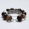 [Vida Eterna] Pulsera de Cristal Blanco Natural para Mujer La Más Fácil de Combinar Pulsera de Ojo de Tigre Rojo Flor Roja Pegamento Color Sangre de Buey Venta al por Mayor