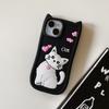 Funda protectora antigolpes de silicona con diseño de gato tridimensional, orejas de gato, agujero grande para Apple 16/15/14promax