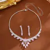 Popular Joyería de Novia de Amazon Collar Pendientes Pulsera Pedrería Vestido Accesorios de Colgante para Vestido de Boda de Mujer Gama Alta