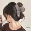 Accesorio para el cabello de pinza de tiburón marrón, de bajo volumen, esponjoso, para peinado semi-recogido, pinza grande de oso para el cabello, pinza de garra con orejas de gato y borla elegante para mujer
