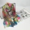 Lenço de Seda Fino com Estampa de Verão Protetor Solar Lenço de Praia Litoral Lenço Longo de Georgette Lenço de Gaze Longo Versátil Feminino de Alta Qualidade