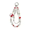 Cadena de Teléfono de Cristal con Lazo de Gatito Estilo Coreano Dibujo Animado Lindo para Chicas Llavero de Coche Colgante de Bolso Venta al por Mayor