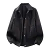 Chaqueta de trabajo versátil de alta calidad con forro polar, talla grande, corte holgado, para hombre, nueva moda de primavera y otoño, con textura, transfronteriza.