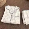 Pijama de Algodón Nube para Mujer, Primavera y Otoño, Floral Retro, Manga Larga, Pantalón Largo, Suelto, Delgado, Conjunto para Estar en Casa, Se Puede Usar Afuera