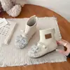 Botas da Moda para Meninas Outono e Inverno Novas Botas Curtas Infantis com Laço de Strass Super Macias Estilo Princesa para Bebê Moda Botas Martin