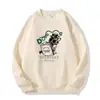 Jaqueta Moletom Redonda Tendência Americana com Desenho para Mulheres no Outono e Inverno, Blusa Longa Solta e Versátil Espessada com Veludo para Mulheres