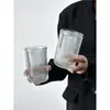Estilo Ins Vidrio de Burbujas Taza de Bebida Doméstica de Verano Taza de Té Taza de Té Vasos de Vino Rayados Transparentes Taza para Bebidas Frías