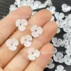 ABS Pérola Iridescente Imitação de Pérola Flor de Pétala de Três Folhas Suporte Peça de Flor Leque de Noiva DIY Penteado Estilo Antigo Brincos Passo Broche de Balanço