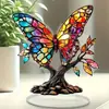 Decoração de Arte Transfronteiriça Borboleta Acrílica Árvore da Vida Placa Pintura Estilo Vidro Decoração de Mesa Enfeites