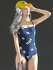 Trajes de Baño de Natación de Competición al por Mayor para Mujeres, Lindos y Modernos de Dibujos Animados Profesionales de Competición de una Pieza Triángulo Trajes de Baño de Entrenamiento para Estudiantes en Piscinas