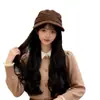 Peluca en Stock Sombrero Ecuestre Otoño e Invierno Peluca Larga Rizada Marrón Tocado Nuevo Estilo Japonés Ola Grande Fibra Sintética Peinado Venta al por Mayor