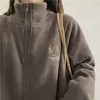 Jaqueta de Lã Polar Feminina Outono 2025 Nova Jaqueta Forro Lã de Cordeiro Moletom Roupa Interna Roupa de Outono e Inverno