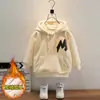 Roupas Infantis Outono e Inverno Moletom com Capuz para Meninas com Forro de Lã Espessado Top Infantil de Manga Longa Casaco Infantil de Outono Estilo Ocidental