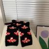 Calcetines de Terciopelo de Visón de Conejo Negro para Mujer Otoño e Invierno con Forro Polar Gruesos Lindo Dibujo Animado Cálidos para el Hogar Dormir de Media Caña