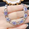 Venta al por mayor de fábrica Popular Pulsera Natural de Tanzanita con Incrustaciones de Plata S925 Piedra Principal 4*6 Joyería de Lujo Venta Directa de Fábrica