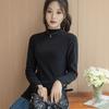 Top de camisa base feminina com Bariyang Velvet Protein Crewneck Mid-collar outono e inverno meia-alta Colarinho Outer Wear Warm