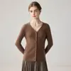 La textura es la reina~ Cárdigan 100% cachemir puro para mujer, chaqueta de punto cálida, suéter de manga larga con cuello en V, versátil y simple