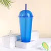 Taza de paja de moda exclusiva transfronteriza tapa de arco taza de bebida recta taza de bebida de té de leche plástico PP multicolor con purpurina taza de agua al por mayor