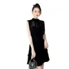 Ropa Elegante de Mujer Estilo Francés Nueva de Verano 2026, Vestido Negro Exquisito de Alta Gama Estilo Chanel con Tacto Premium