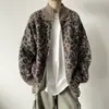 Chaqueta Cardigan Estampado Leopardo Suéter de Punto para Hombre Cuello Alto Suave Perezoso de Gama Alta Otoño e Invierno Suéter Comercio Exterior Venta al por Mayor Transfronteriza