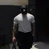 Camiseta Masculina Cinza Gola Redonda Manga Curta Estilo Americano Durão Fitness Esportes Casual Amiga da Pele Respirável Camiseta Básica Casual Top
