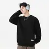 Sudadera Cálida de Lana de Cordero para Hombre, Otoño e Invierno, Corte Holgado, Hombros Caídos, Forro Polar, Engrosada, Cuello Redondo, Manga Larga para Hombre