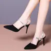 Sandalias de Tacón Alto de Una Correa, Estilo Nuevo Verano 2026, Tallas Grandes, Extra Anchas, con Pedrería, Zapatos Cómodos para Mujer, Negro, Diseño Simple