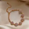 Rose Manor~Pulsera Redonda de Zirconia Chapada en Oro Real de 18 Quilates, Pulsera Exquisita Estilo Palacio Francés, Joyería de Alta Gama