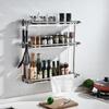 Estante de almacenamiento para cocina montado en la pared sin perforaciones portacuchillos de almacenamiento utensilios de cocina de acero inoxidable suministros estante para condimentos multifunción
