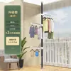 Cabide de chão, interno, sem furos, haste telescópica, quarto, varanda, uso doméstico, cabide de roupas, arte em ferro