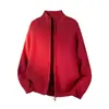 2025 Nuevo Cardigan de Punto con Cuello Alto para Otoño e Invierno Estilo Americano Holgado Perezoso Chaqueta de Punto para Hombre