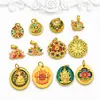 Esmalte Tradicional Dourado com Gotejamento de Cor Preservada Amarelo Kiraam Sorte Dzi Deus da Riqueza Pingente DIY Acessório de Pulseira