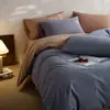 Conjunto de quatro peças 100% algodão escovado de alta contagem de fios, capa de edredom simples de algodão puro estilo nórdico, lençol de cima, lençol com elástico, conjunto de cama