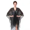 Chal Grande Dorado y Plateado de Hilo de Moda Transfronteriza con Mangas y Aberturas para Verano, Cárdigan Protector Solar, Cubrebikini Estilo Perezoso de Vacaciones